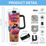 Love Flamingo Summer Vibes - Personalized Flamingo Tumbler With Plush Charm