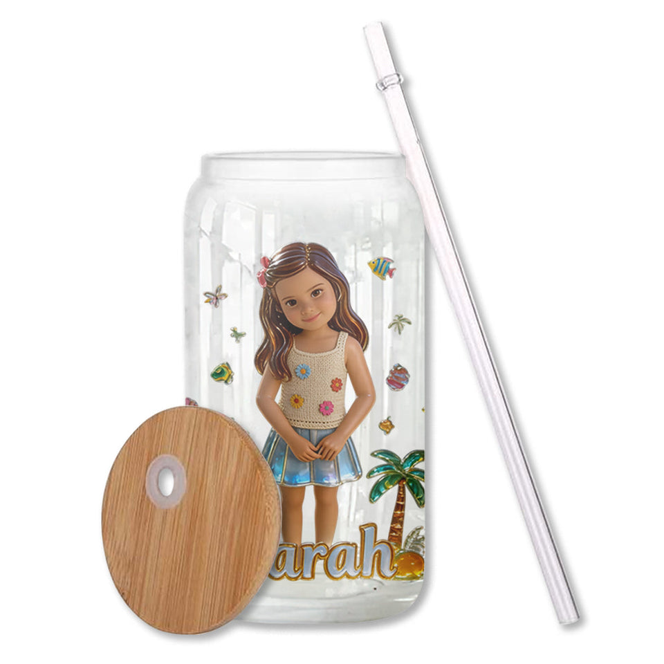 Hello Summer - Personalized Kid Can Glass