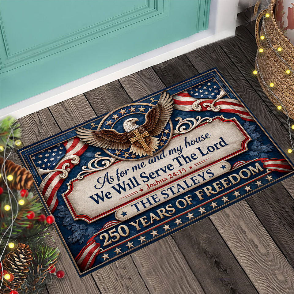 As For Me And My House We Will Serve The Lord - Personalized Doormat