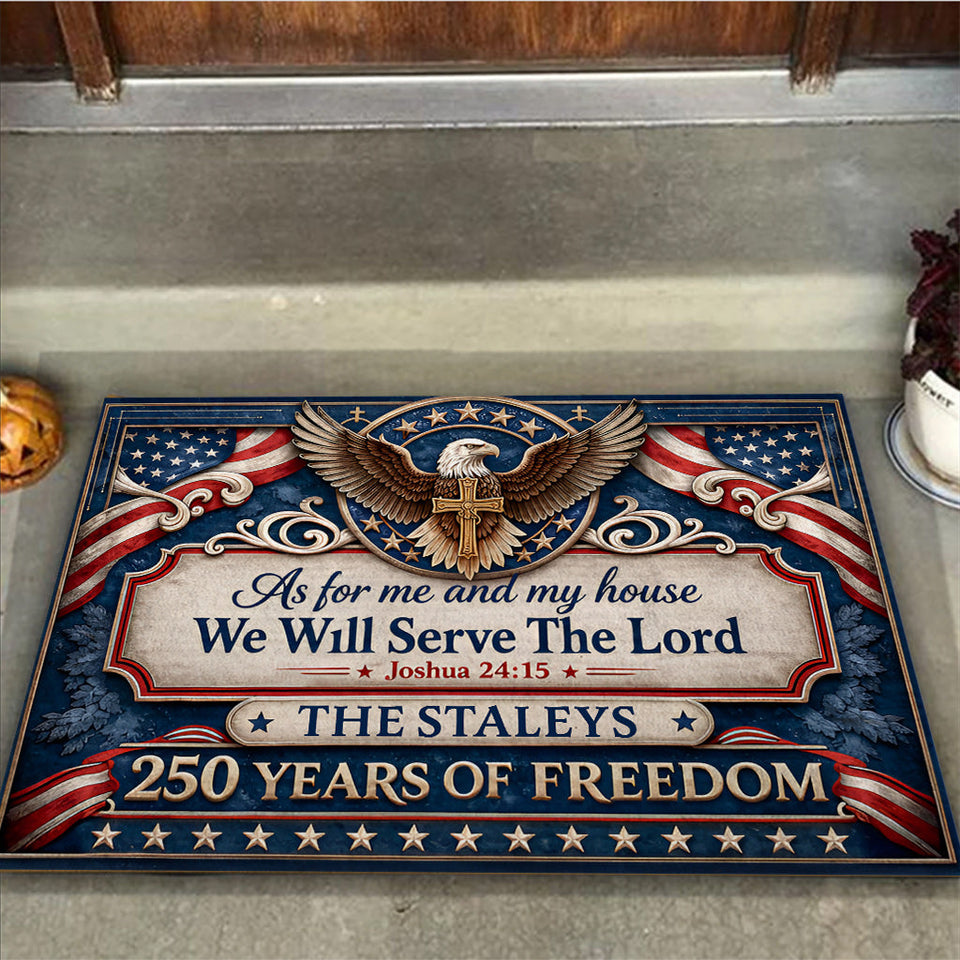As For Me And My House We Will Serve The Lord - Personalized Doormat