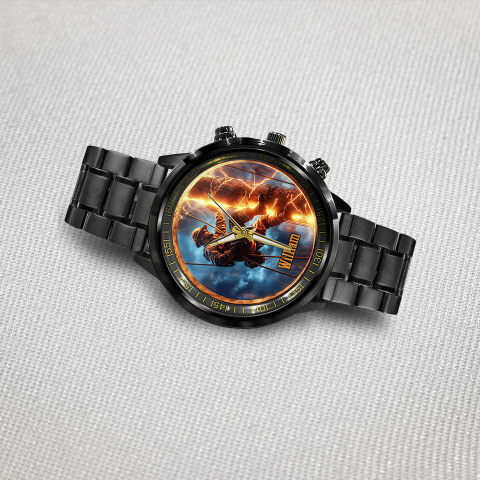 Gift For Lineman Dad, Husband, Son... - Personalized Lineman Hand Watch
