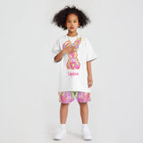 Colorful Brushstroke Easter Bunnies - Personalized Kid T-shirt & Shorts