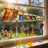 Best Dad Ever - Personalized Father Window Hanging Suncatcher With Custom Charms