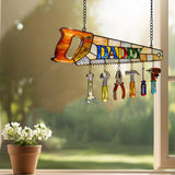 Best Dad Ever - Personalized Father Window Hanging Suncatcher With Custom Charms