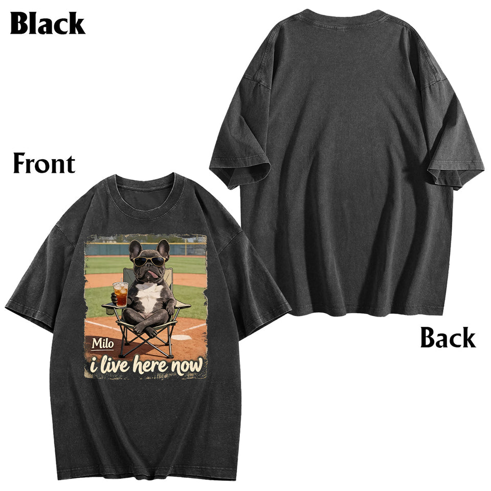 Custom Any Photo I Live Here Now - Personalized Dog Wash T-Shirt