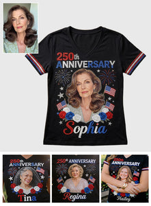Custom Any Photo - Personalized Independence Day/ 4th of July Fully Printed V-Neck T-Shirt