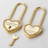 Two Hearts Locked Together Forever - Personalized Couple Heart Padlock