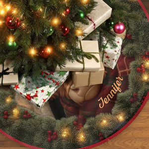 Highland Cow Christmas - Personalized Highland Cow Shaped Tree Skirt