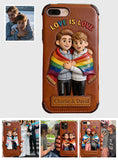 Love Is Love - Personalized LGBT Support 3D Embossed Leather Phone Case