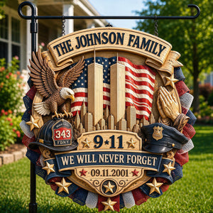 25 Years We Will Never Forget - Personalized Patriot Wood Sign With Stake