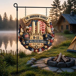25 Years We Will Never Forget - Personalized Patriot Wood Sign With Stake