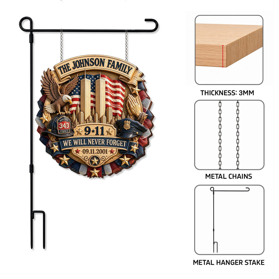 25 Years We Will Never Forget - Personalized Patriot Wood Sign With Stake