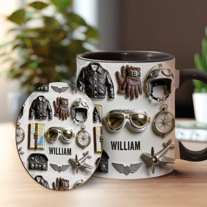 Taste Flight - Personalized Pilot Accent Mug & Coaster