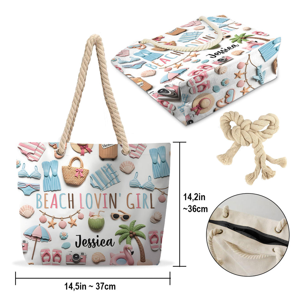 Beach Lovin' Girl - Personalized Sea Lover Beach Bag