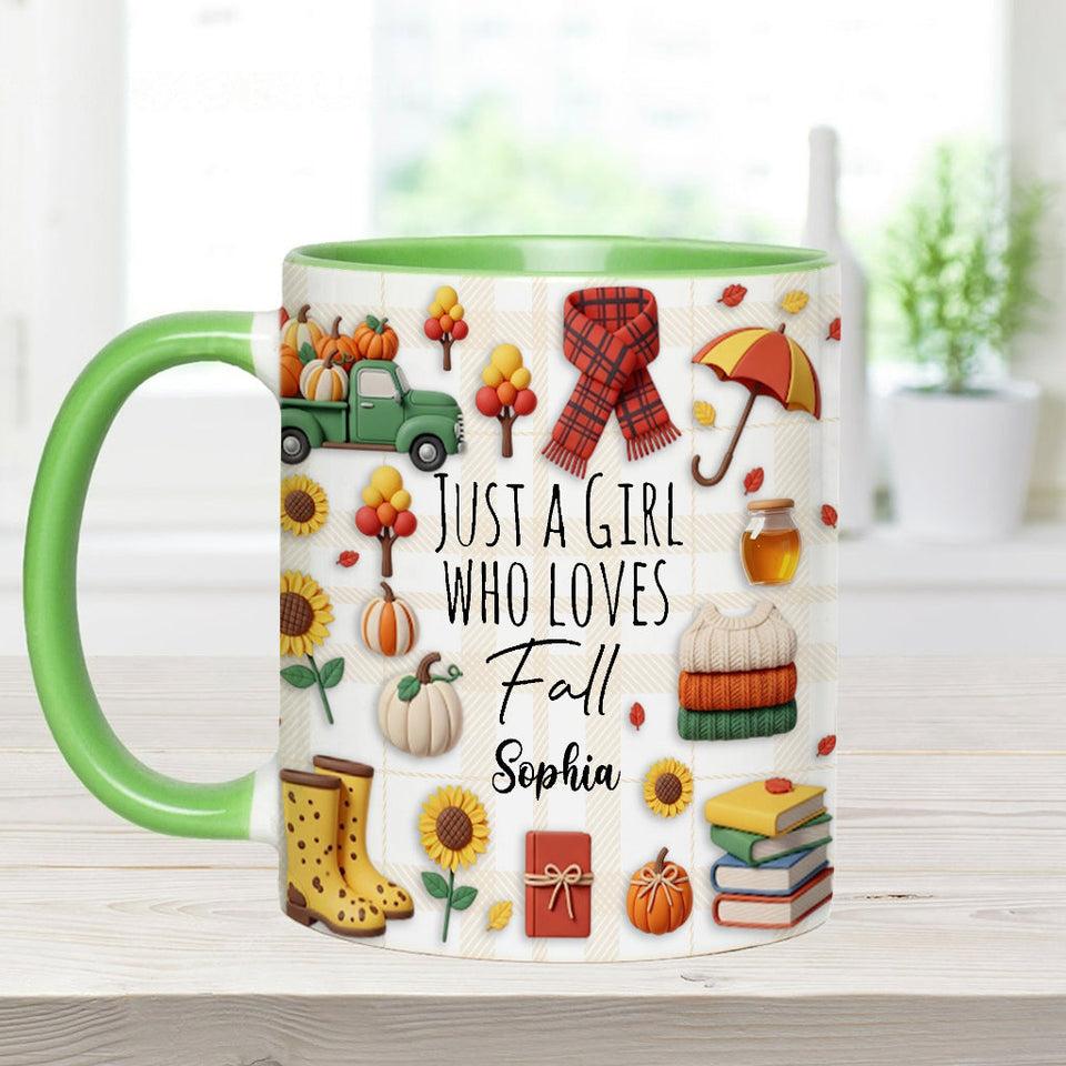 Just A Girl Who Loves Fall - Personalized Autumn Accent Mug