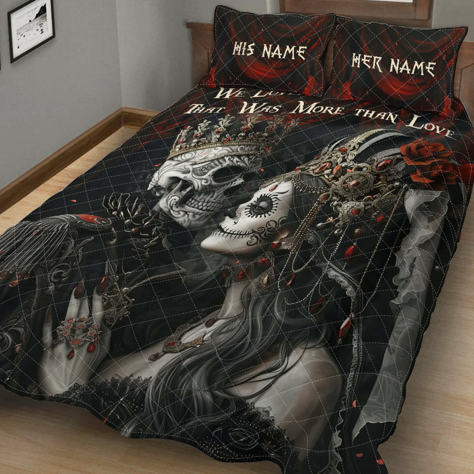 We Loved With A Love That Was More Than Love - Personalized Couple Quilt Set