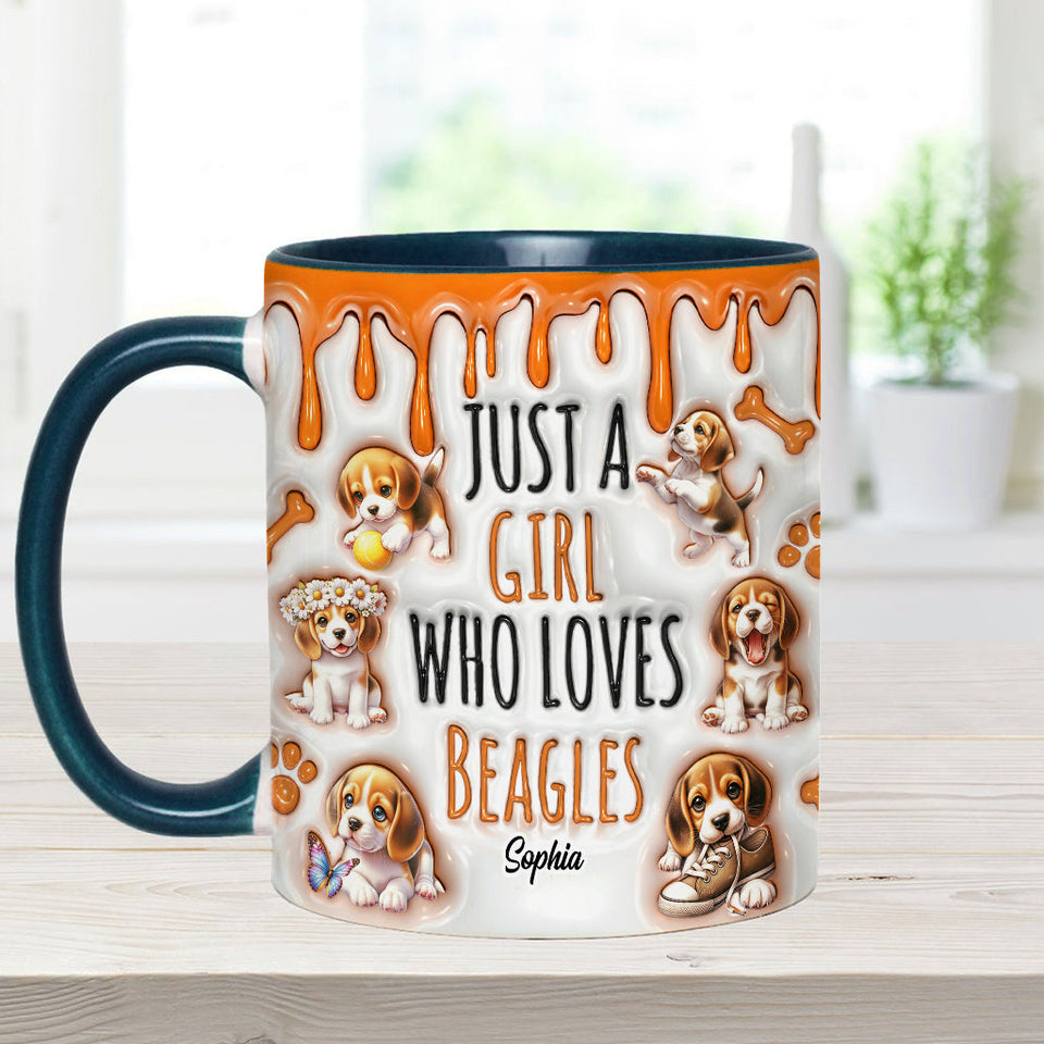 Just A Girl Who Loves Beagles - Personalized Dog Accent Mug