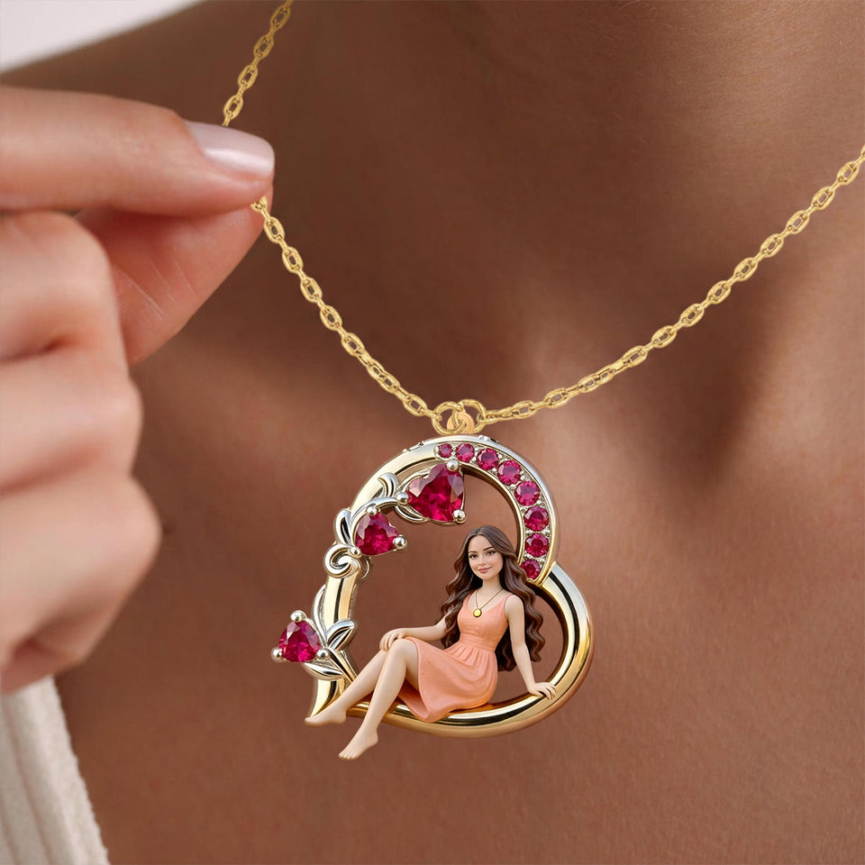 Birthstone Gift - Personalized Birth Stone Shaped Metal Pendant Necklace