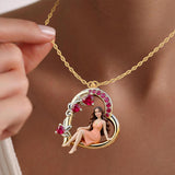 Birthstone Gift - Personalized Birth Stone Shaped Metal Pendant Necklace