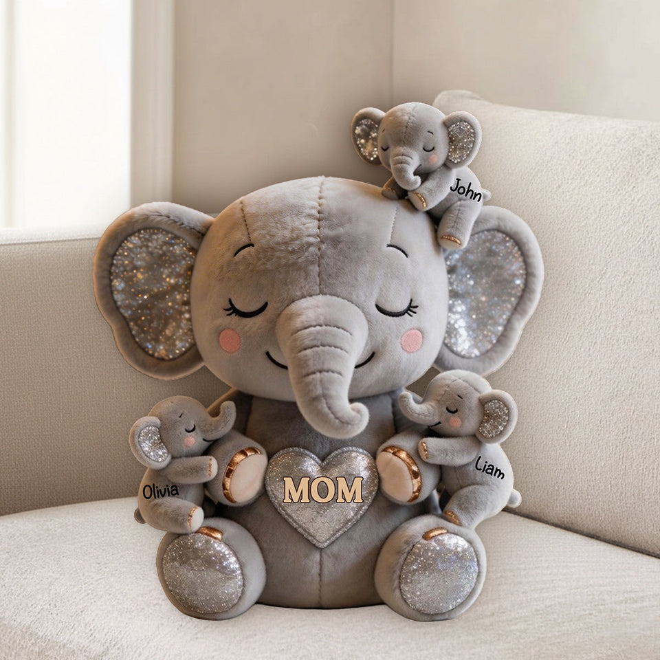 Cute Elephant Mom - Personalized Mother Premium Faux Fur Pillow