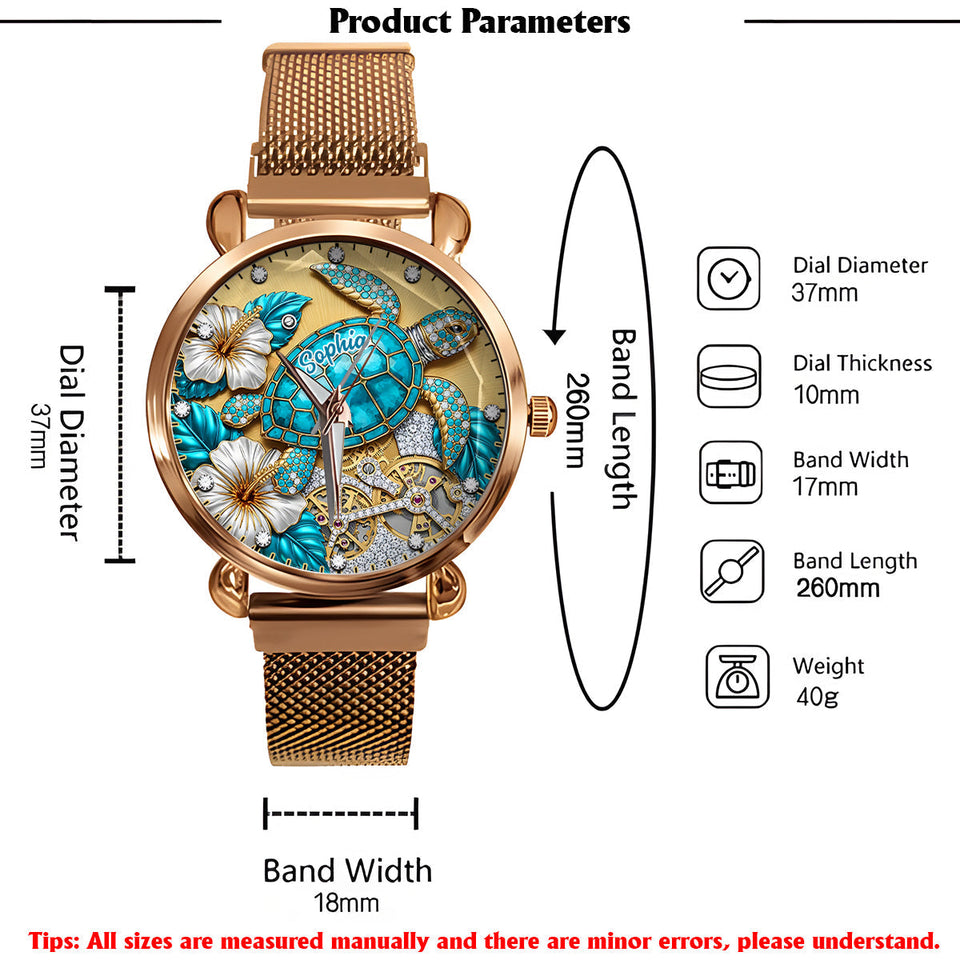 Beautiful Turtle - Personalized Turtle Women Hand Watch