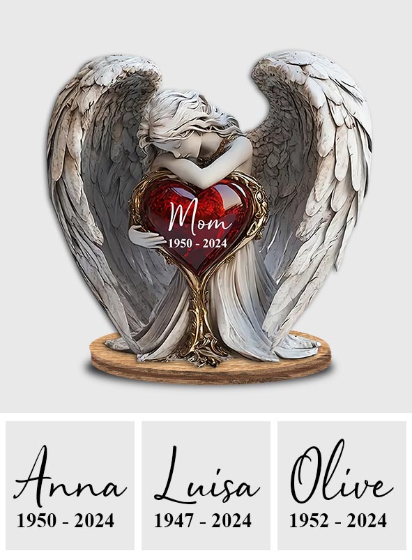 Sur les ailes des anges - Plaque commémorative personnalisée en bois à poser