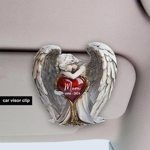 Sur les ailes d'un ange - Clip de pare-soleil de voiture personnalisé en forme de mémorial