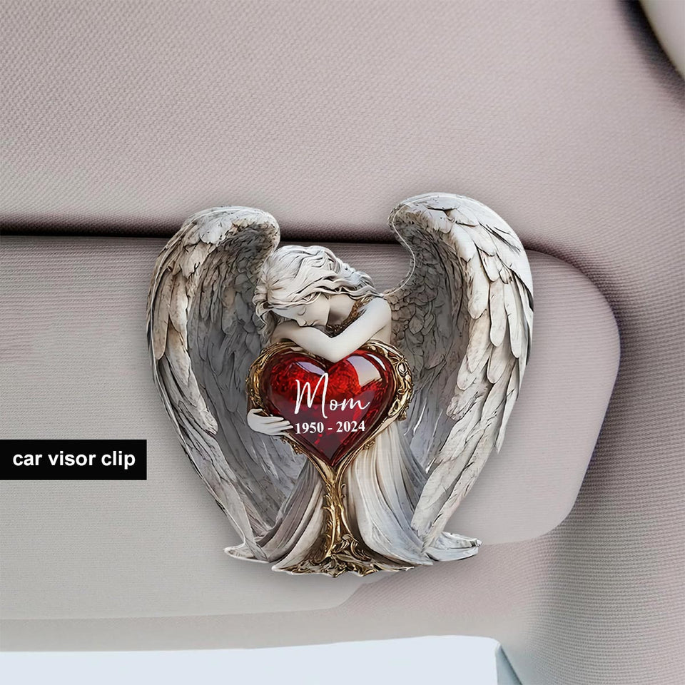 Sur les ailes d'un ange - Clip de pare-soleil de voiture personnalisé en forme de mémorial