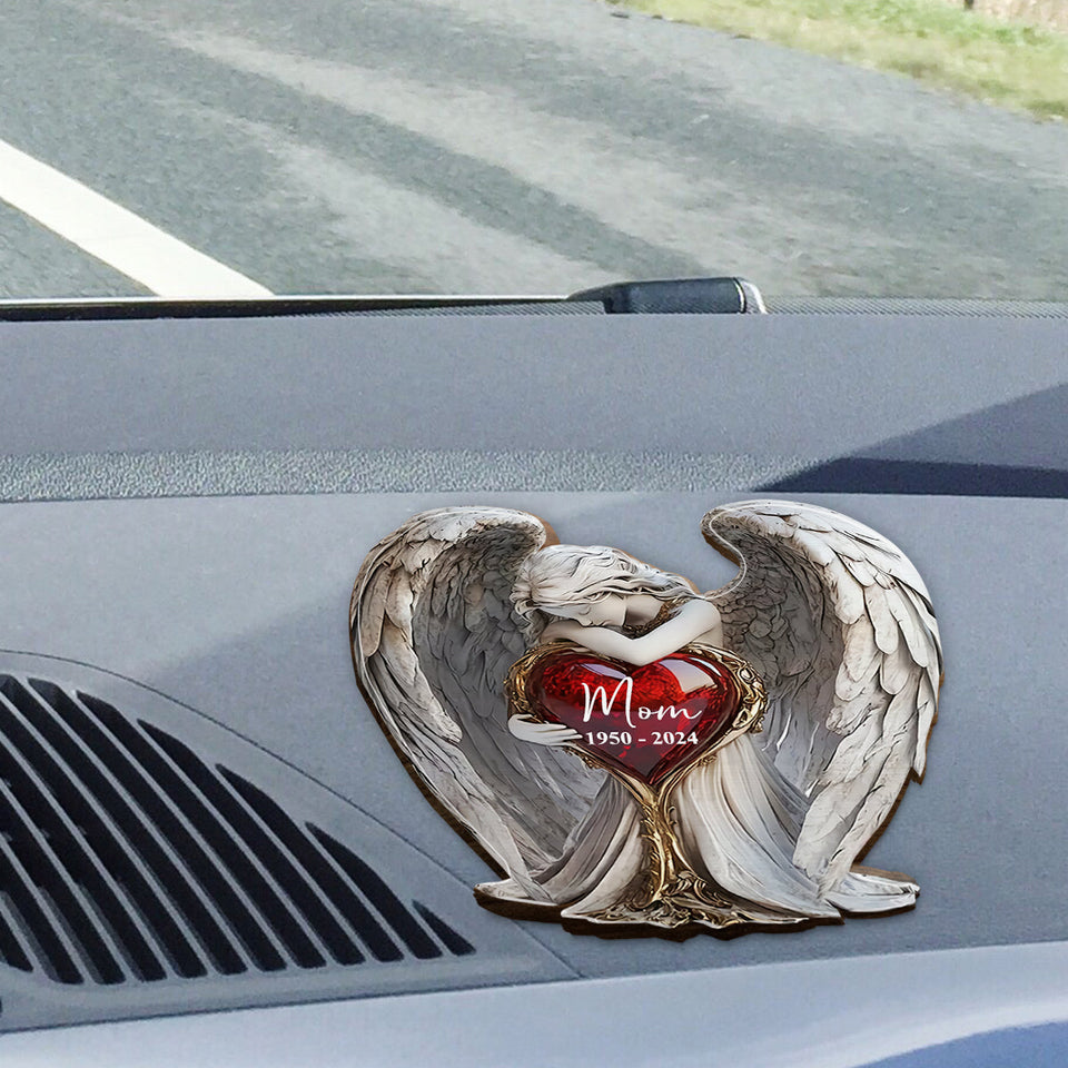 Sur les ailes d'un ange - Clip de pare-soleil de voiture personnalisé en forme de mémorial