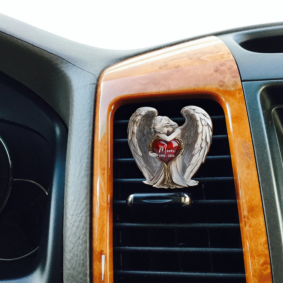 Sur les ailes d'un ange - Clip de pare-soleil de voiture personnalisé en forme de mémorial