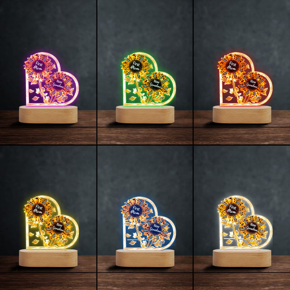 First Mom Now Grandma - Personalized Grandma Shaped Plaque Light Base