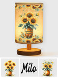 Grandma's Garden - Personalized Grandma Tableside Lamp With Wood Base
