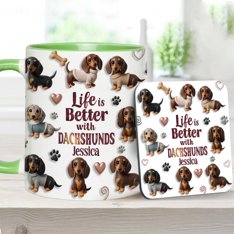 Life Is Better With Dogs - Personalized Dog Accent Mug