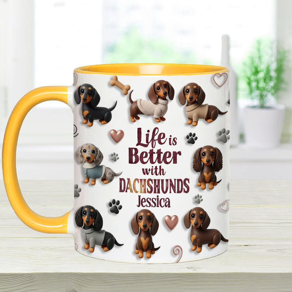 Life Is Better With Dogs - Personalized Dog Accent Mug