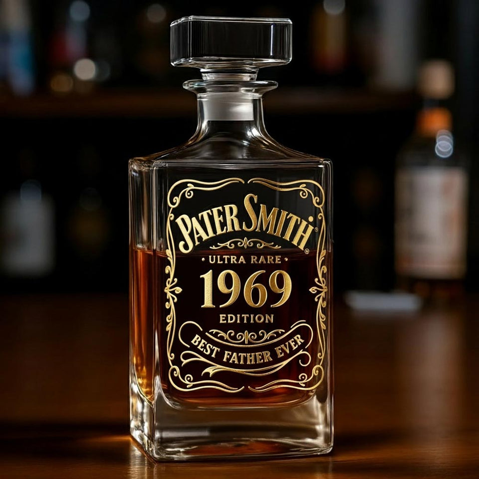 Best Gift For Wiskey Bourbon Cognac... Loving Dad Husband.... - Personalized Whisky Whiskey Decanter Set