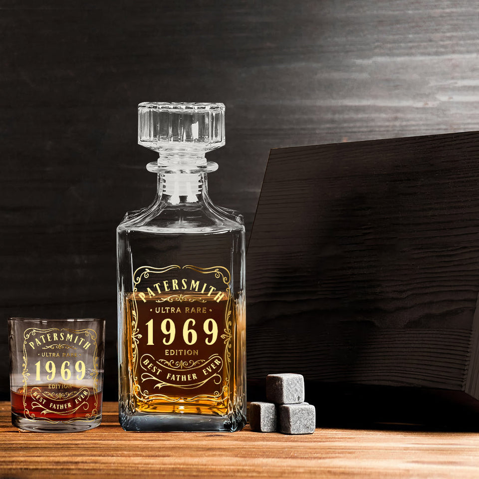 Best Gift For Wiskey Bourbon Cognac... Loving Dad Husband.... - Personalized Whisky Whiskey Decanter Set