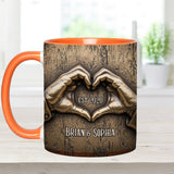 Couple Hands Heart Shape - Personalized Couple Accent Mug