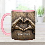 Couple Hands Heart Shape - Personalized Couple Accent Mug