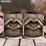 Couple Hands Heart Shape - Personalized Couple Accent Mug