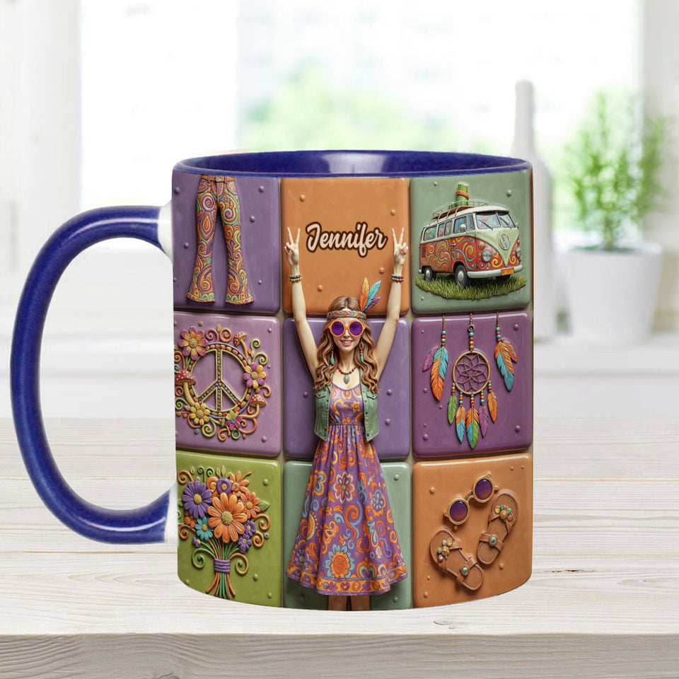 Peace Love Hippe Life - Personalized Hippie Accent Mug