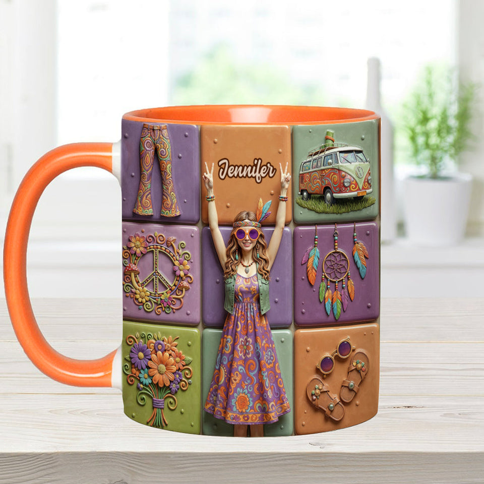 Peace Love Hippe Life - Personalized Hippie Accent Mug