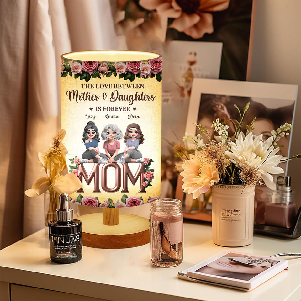 The Love Between Mother & Child Is Forever - Personalized Mother Tableside Lamp With Wood Base