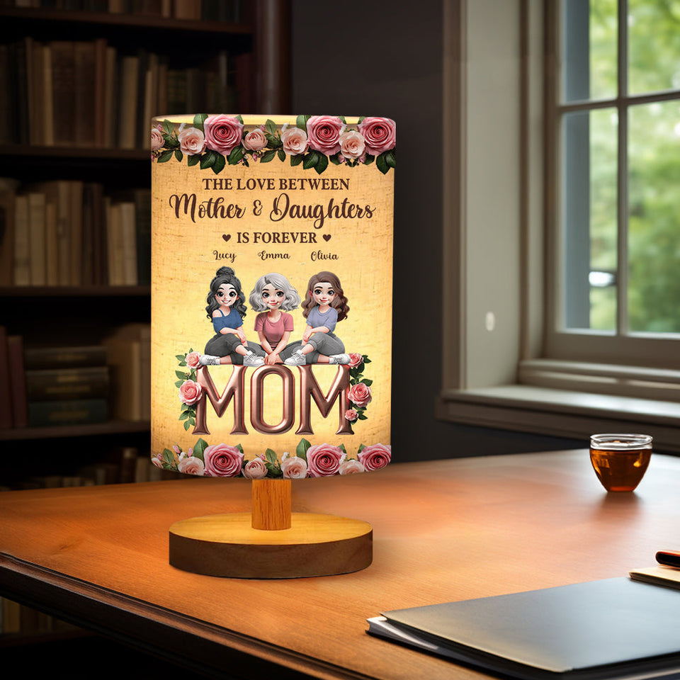 The Love Between Mother & Child Is Forever - Personalized Mother Tableside Lamp With Wood Base