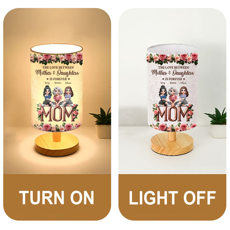 The Love Between Mother & Child Is Forever - Personalized Mother Tableside Lamp With Wood Base