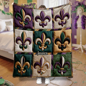 Fleur De Lis Mardi Gras - Personalized Mardi Gras Blanket