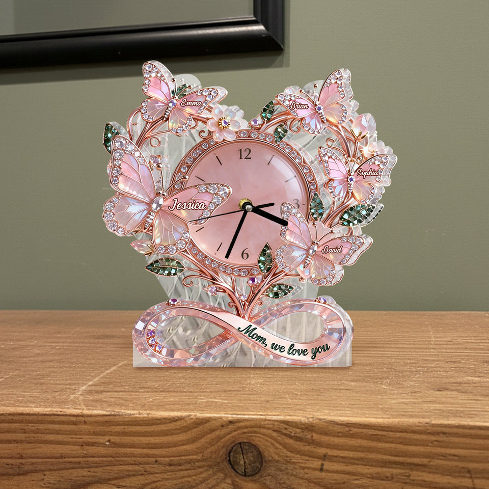 We Love You, Mom - Personalized Mother Desk Clock Plaque