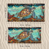Stained Glass Turtle - Personalized Turtle Quick-dry Beach Towel/ Bath Towel