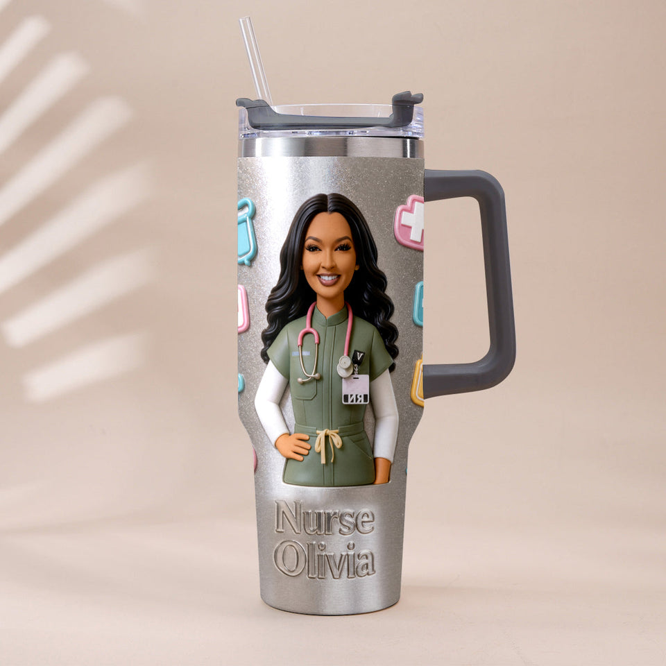 Best Nurse Ever - Personalized Nurse Tumbler With Plush Charm