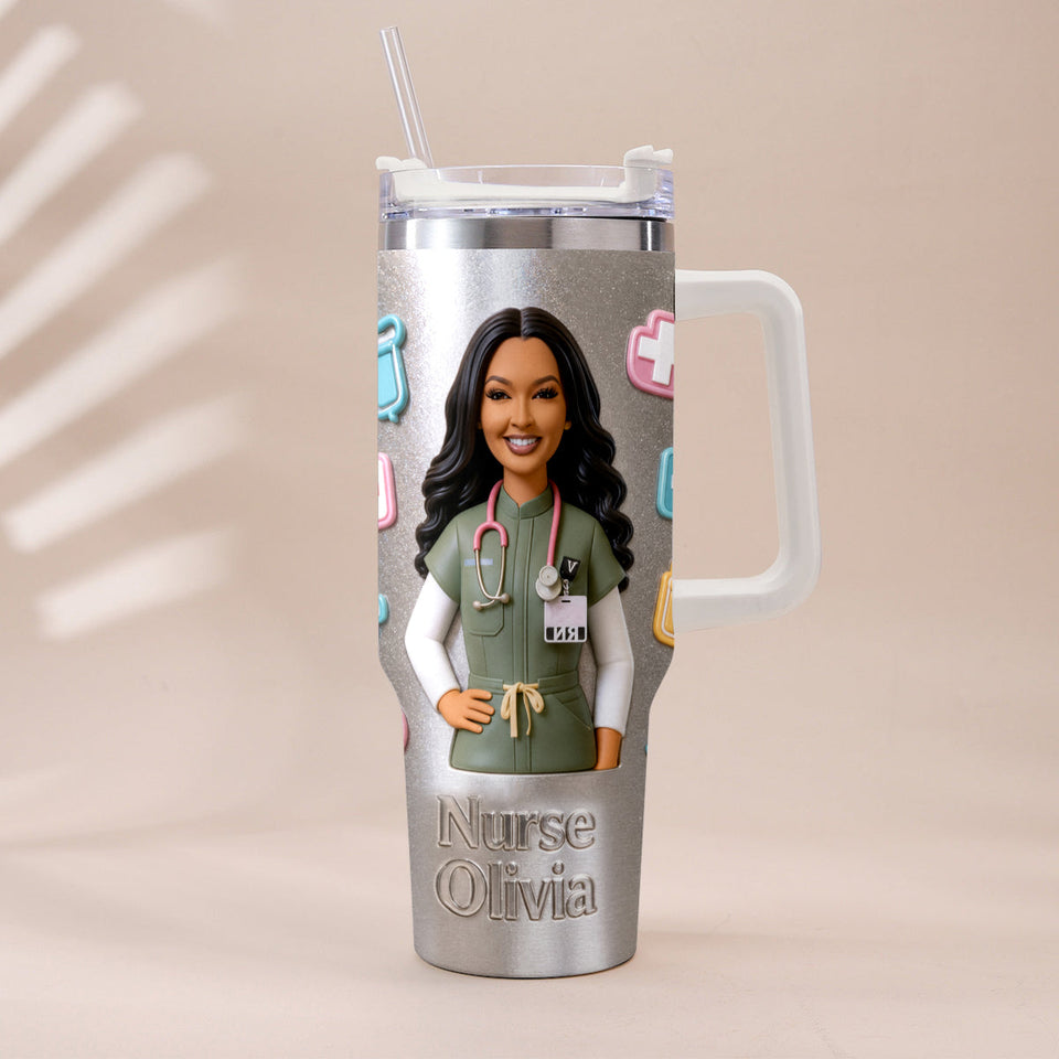 Best Nurse Ever - Personalized Nurse Tumbler With Plush Charm