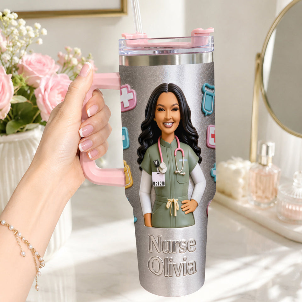 Best Nurse Ever - Personalized Nurse Tumbler With Plush Charm